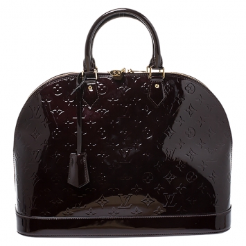 Pre Owned Louis Vuitton Amarante Monogram Vernis Alma GM Bag