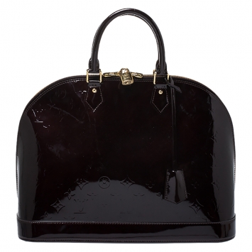 Pre Owned Louis Vuitton Rouge Fauviste Monogram Vernis Alma GM Bag