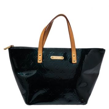 Pre Owned Louis Vuitton Bleu Nuit Monogram Vernis Bellevue PM Bag