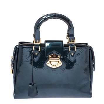 Pre Owned Louis Vuitton Blue Nuit Monogram Vernis Melrose Avenue Bag