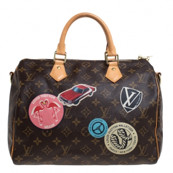 Pre Owned Louis Vuitton Monogram Canvas Limited Edition World Tour Speedy 30 Bag