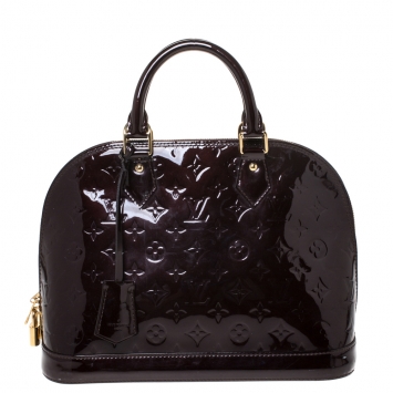 Pre Owned Louis Vuitton Amarante Monogram Vernis Leather Alma PM Bag