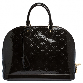 Pre Owned Louis Vuitton Terre D’Ombre Monogram Vernis Alma GM Bag