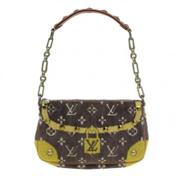Pre Owned Louis Vuitton Brown Monogram Limited Edition Velvet Trompe L'oeil Pochette