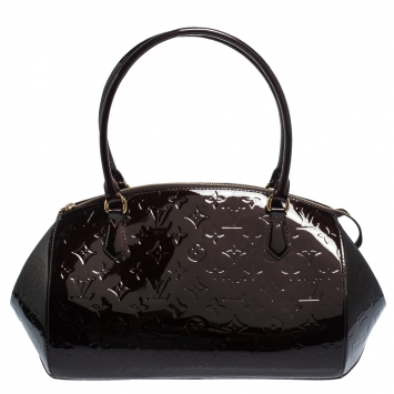 Pre Owned Louis Vuitton Rouge Fauviste Monogram Vernis Sherwood GM Bag