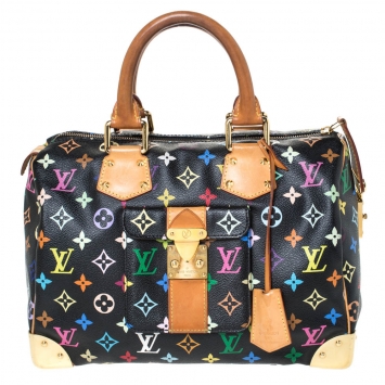 Pre Owned Louis Vuitton Black Multicolore Monogram Canvas Speedy 30 Bag