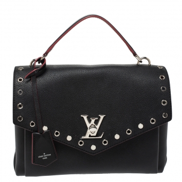 Pre Owned Louis Vuitton Black Leather Mylockme Studs Bag