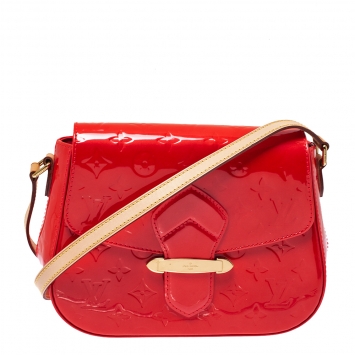 Pre Owned Louis Vuitton Rouge Grenadine Monogram Vernis Bellflower PM Bag