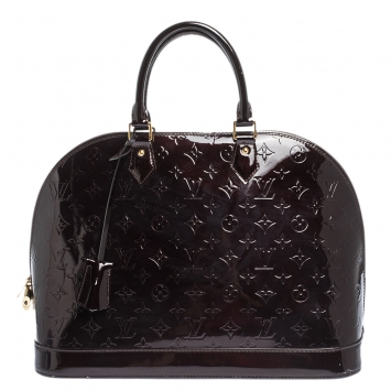 Pre Owned Louis Vuitton Amarante Monogram Vernis Alma GM Bag