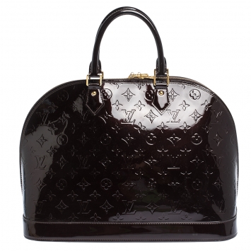 Pre Owned Louis Vuitton Amarante Monogram Vernis Alma GM Bag