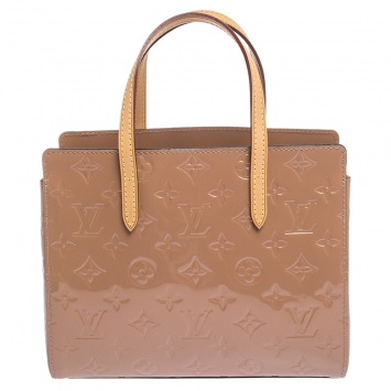 Pre Owned Louis Vuitton Rose Velours Monogram Vernis Catalina BB Bag