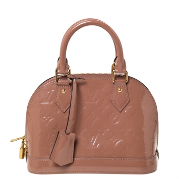 Pre Owned Louis Vuitton Beige Poudre Monogram Vernis Alma BB Bag