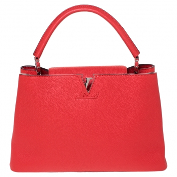 Pre Owned Louis Vuitton Corall Taurillon Leather Capucines MM Bag