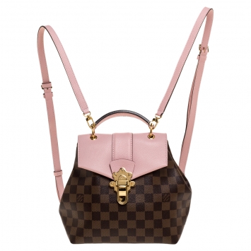 Pre Owned Louis Vuitton Magnolia Pink Damier Ebene Canvas Clapton Backpack