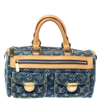 Pre Owned Louis Vuitton Blue Monogram Denim Neo Speedy Bag