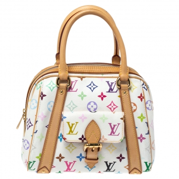 Pre Owned Louis Vuitton White Monogram Multicolore Canvas Priscilla Bag