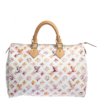 Pre Owned Louis Vuitton Monogram Canvas Watercolor Aquarelle Richard Prince Speedy 35 Bag