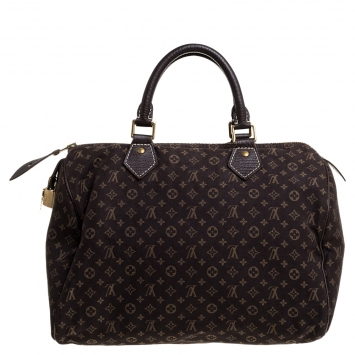 Pre Owned Louis Vuitton Fusain Monogram Canvas Mini Lin Speedy 30 Bag