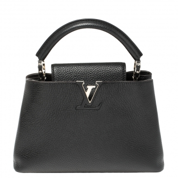 Pre Owned Louis Vuitton Black Taurillon Leather Capucines BB Bag