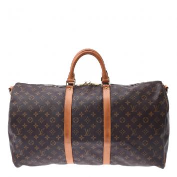 Pre Owned Louis Vuitton Brown Monogram Canvas Keepall Bandouliere 55 Bag