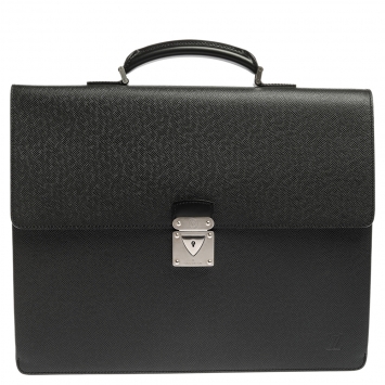 Pre Owned Louis Vuitton Black Taiga Leather Serviette Robusto 2 Business Briefcase Bag