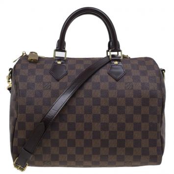 Pre Owned Louis Vuitton Damier Ebene Canvas Bandouliere Speedy  30