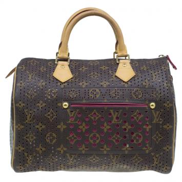 Pre Owned Louis Vuitton Fuchsia Perforated Monogram Canvas Limited Edition Speedy 30