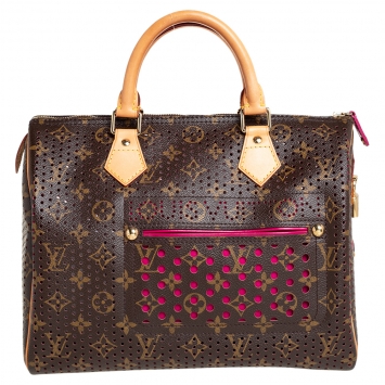 Pre Owned Louis Vuitton Fuchsia Monogram Perforated Canvas Limited Edition Speedy 30 Bag