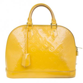 Pre Owned Louis Vuitton Yellow Vernis Monogram Alma PM