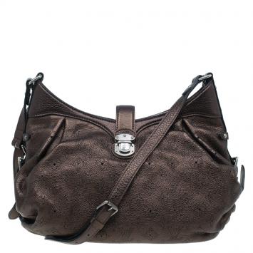 Pre Owned Louis Vuitton Metallic Bronze Mahina Leather XS Bag