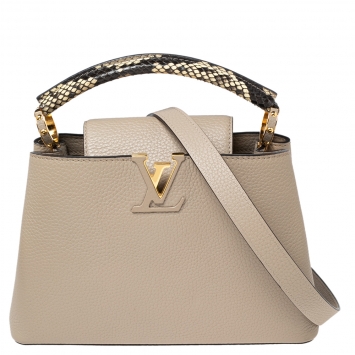Pre Owned Louis Vuitton Galet Taurillon Leather and Python Capucines BB Bag