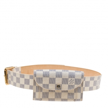 Pre Owned Louis Vuitton Damier Azur Pochette Solo Belt Bag