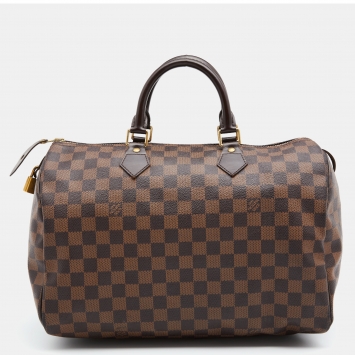 Pre Owned Louis Vuitton Damier Ebene Canvas Speedy 35 Bag