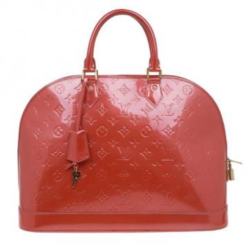 Pre Owned Louis Vuitton Chili Red Monogram Vernis Alma GM