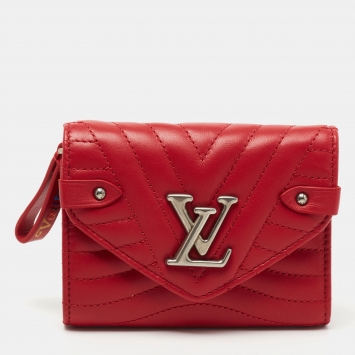 Pre Owned Louis Vuitton Rouge Leather New Wave Compact Wallet