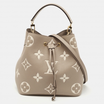 Pre Owned Louis Vuitton Torterelle/Cream Monogram Empreinte Leather NeoNoe MM Bag