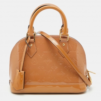 Pre Owned Louis Vuitton Beige Poudre Monogram Vernis Alma BB Bag