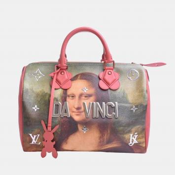 Pre Owned Louis Vuitton Mona Lisa Printed Leather Masters Collection  Leonardo Da Vinci Speedy 30 Boston Bag