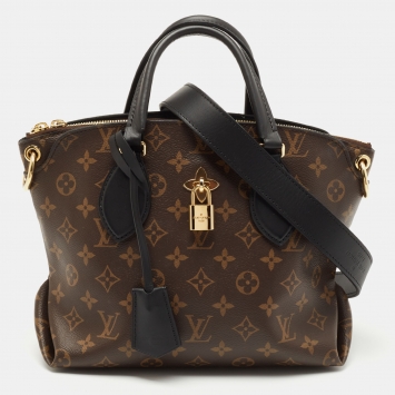 Pre Owned Louis Vuitton Black Monogram Canvas Flower Zipped PM Bag