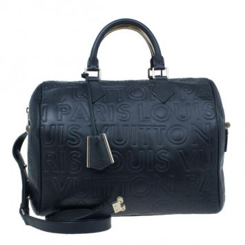 Pre Owned Louis Vuitton Black Monogram Leather Paris Speedy Cube 30