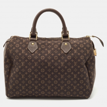 Pre Owned Louis Vuitton Ebene Monogram Canvas Mini Lin Speedy 30 Bag