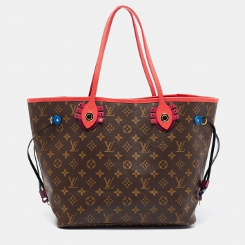 Pre Owned Louis Vuitton Flamingo Monogram Canvas Neverfull Totem NM MM Bag