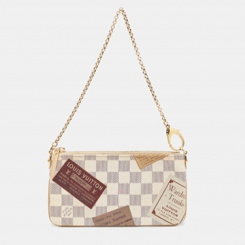 Pre Owned Louis Vuitton Damier Azur Trunks Labels Milla MM Pochette 