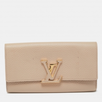 Pre Owned Louis Vuitton Galet Taurillon Leather Capucines Wallet