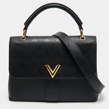 Pre Owned Louis Vuitton Black Monogram Leather Very One Handle Bag