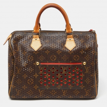 Pre Owned Louis Vuitton Fuchsia Monogram Perforated Canvas Speedy 30 Bag