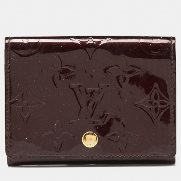 Pre Owned Louis Vuitton Amarante Monogram Vernis Envelope Business Card Holder