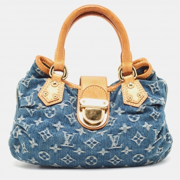 Pre Owned Louis Vuitton Blue Monogram Denim Pleaty Bag