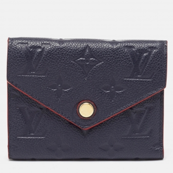 Pre Owned Louis Vuitton Navy Blue/Red Monogram Empreinte Leather Victorine Compact Wallet