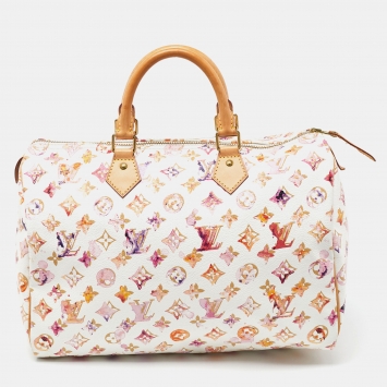 Pre Owned Louis Vuitton Monogram Canvas Watercolor Aquarelle Richard Prince Speedy 35 Bag